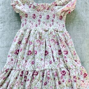 SweetHoney Pink and White puff sleeve  Floral matching Dresses